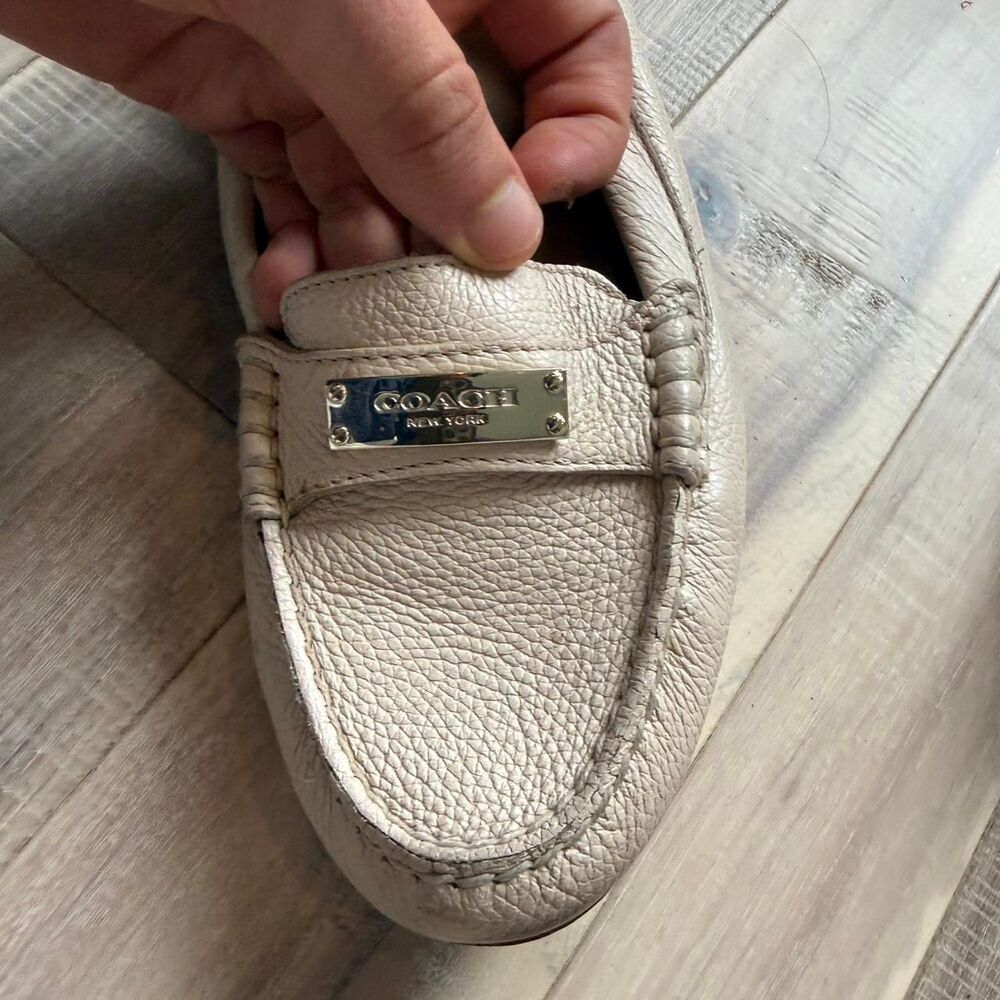 Coach Women's Cream and Tan Loafers - Picture 4 of 7